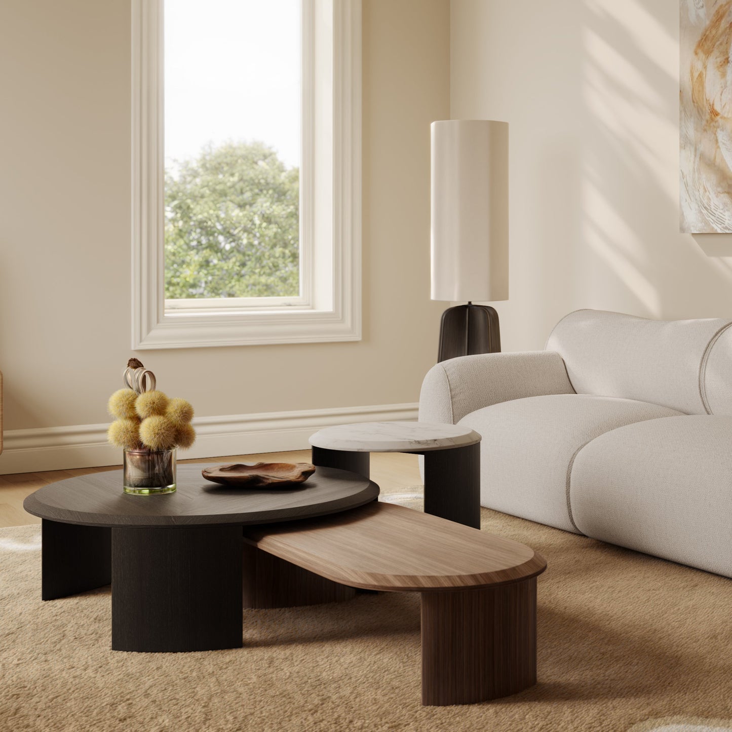 Ensemble complet de tables basses Quadro